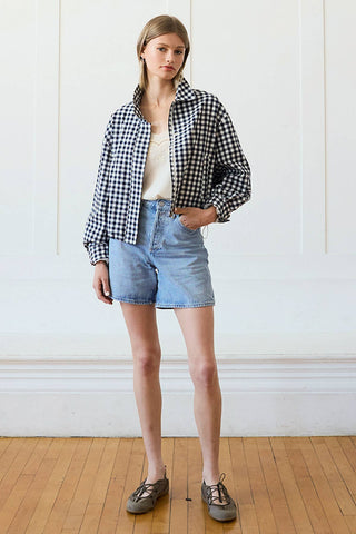 Gingham Zip Jacket – Adjustable Drawstring Hem
