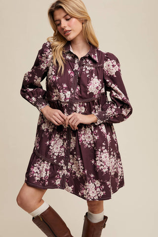 Flora Floral Tiered Shirt Dress