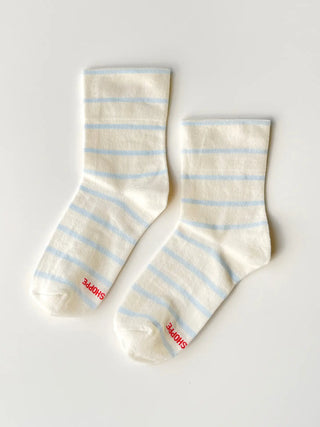 Le Bon Shoppe Wally Striped Crew Socks - Sky Blue