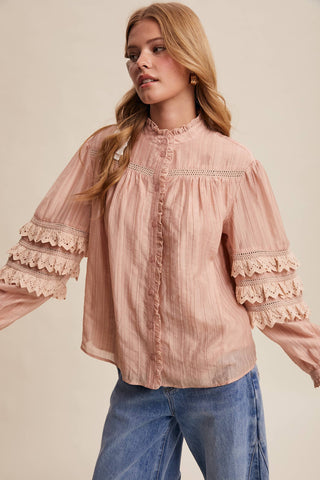 Lorelai Blush Lace Blouse