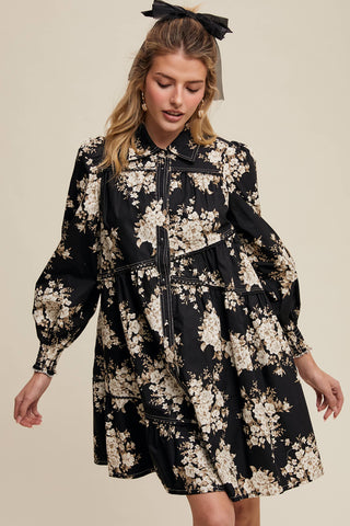 Flora Floral Tiered Shirt Dress
