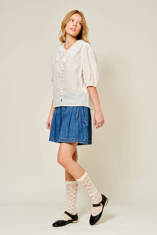Ella Embroidered Peter Pan Collar Blouse
