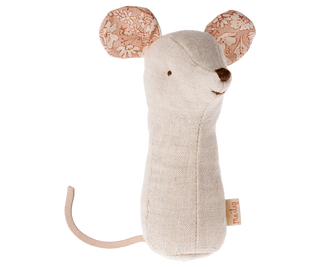 Maileg Heirloom Linen Mouse Rattle | Premium Sensory Baby Toy