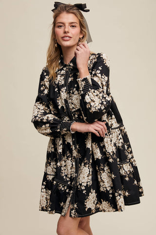 Flora Floral Tiered Shirt Dress