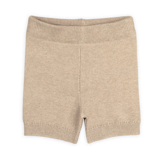Beige knitted shorts on a white background