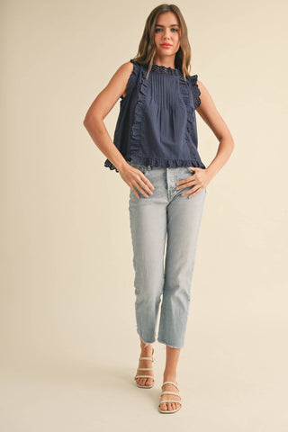 Piper Eyelet Ruffle Trim Blouse