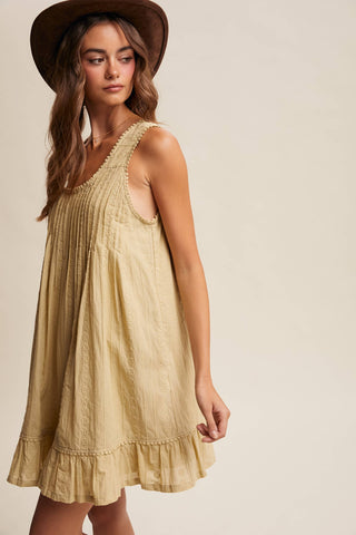 Aria Textured Pintuck Boho Mini Dress
