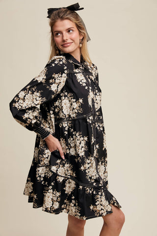 Flora Floral Tiered Shirt Dress