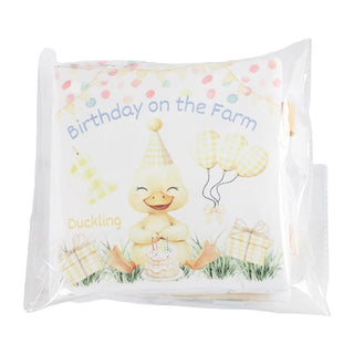 Packaged product with a duckling design and text 'Birthday on the Farm Duckling' on a white background.