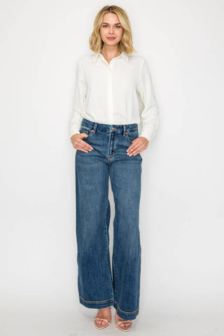 RELAXED HIGH RISE PALAZZO JEANS - FINAL SALE