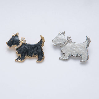 White Scotty Dog Brooch