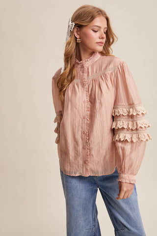 Lorelai Blush Lace Blouse