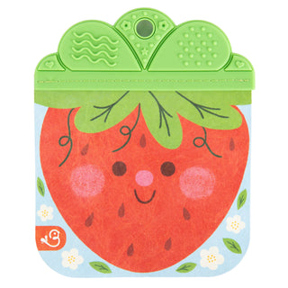 Children's snack bag with a strawberry design on a white background