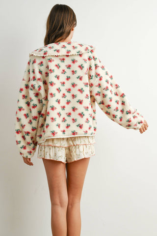 Holland Floral Tie-Front Fleece Jacket – Coquette Peter Pan Collar Cardigan