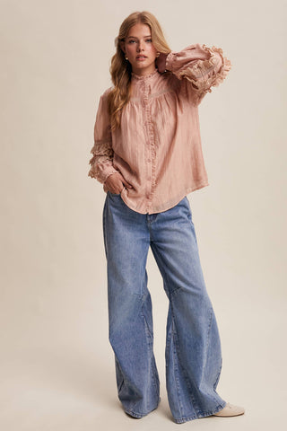 Lorelai Blush Lace Blouse