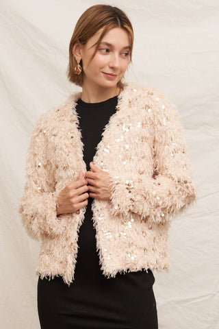 Stevie Oversized Feathery Glitter Cardigan