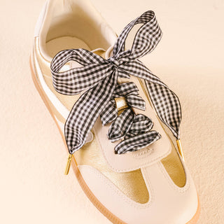 Step It Up Shoelaces-Gingham Black