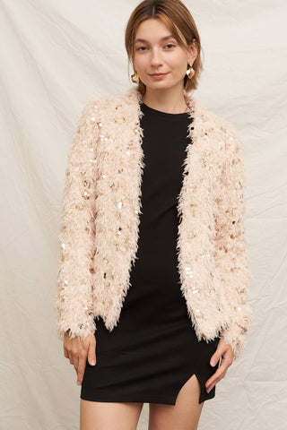 Stevie Oversized Feathery Glitter Cardigan