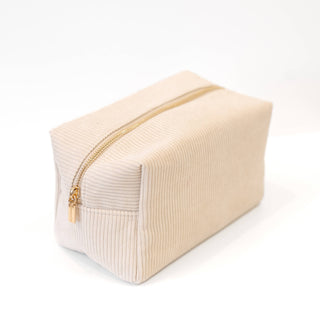 Elyse Breanne Corduroy Make Up Bag. Creme Corduroy Cosmetic Bag