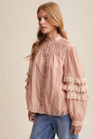 Lorelai Blush Lace Blouse