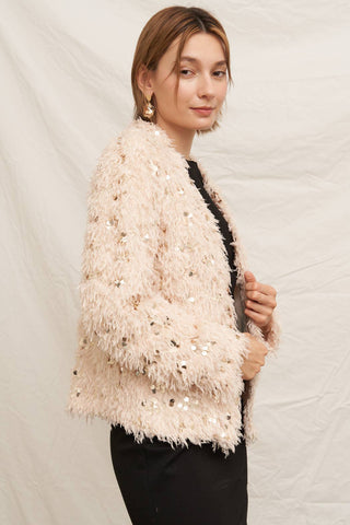 Stevie Oversized Feathery Glitter Cardigan