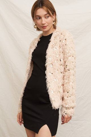 Stevie Oversized Feathery Glitter Cardigan