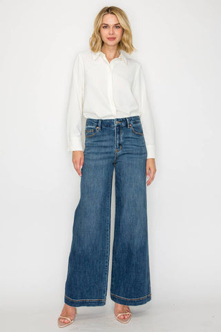 RELAXED HIGH RISE PALAZZO JEANS - FINAL SALE
