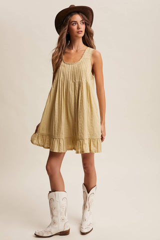 Aria Textured Pintuck Boho Mini Dress