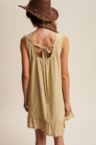 Aria Textured Pintuck Boho Mini Dress