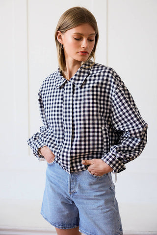 Gingham Zip Jacket – Adjustable Drawstring Hem