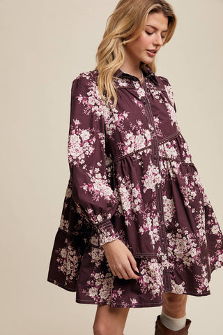 Flora Floral Tiered Shirt Dress