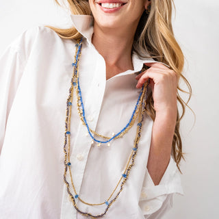 Portia Brass Necklace With Glass Beads