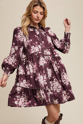 Flora Floral Tiered Shirt Dress