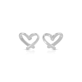 Silver heart-shaped earrings on a white background
