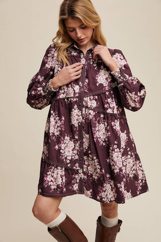 Flora Floral Tiered Shirt Dress