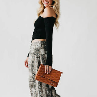 Wrenlee Woven Flap Crossbody - Versatile Vegan Leather Clutch & Shoulder Bag