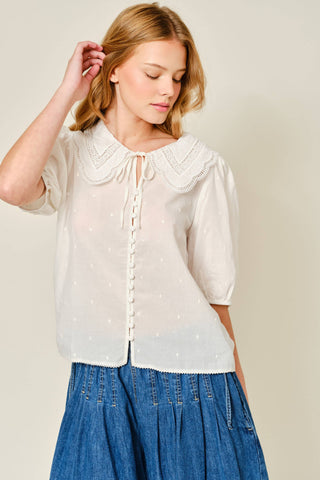 Ella Embroidered Peter Pan Collar Blouse