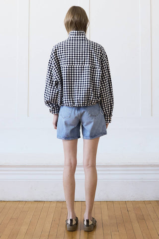 Gingham Zip Jacket – Adjustable Drawstring Hem