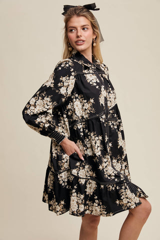 Flora Floral Tiered Shirt Dress