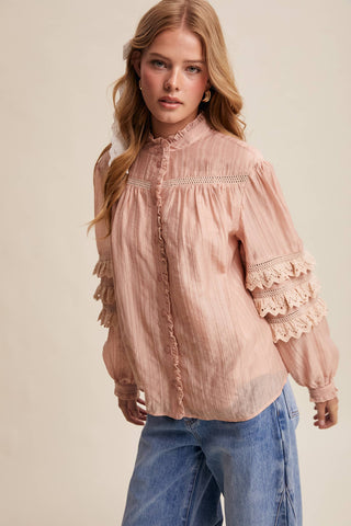 Lorelai Blush Lace Blouse