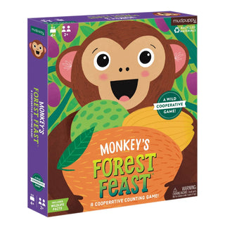 Box of 'Monkey's Forest Feast' game by Mudpuppy with a monkey illustration on a white background.