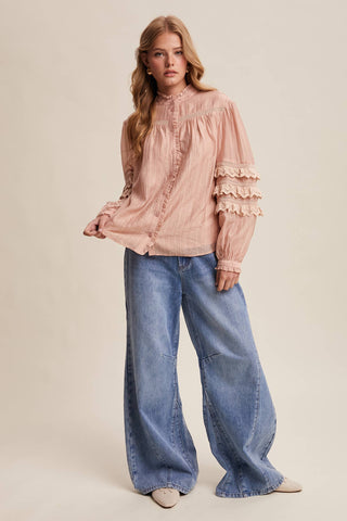 Lorelai Blush Lace Blouse