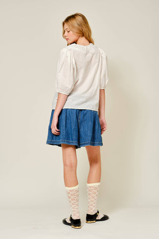 Ella Embroidered Peter Pan Collar Blouse