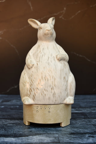 Stoneware rabbit shaped essential oil diffuser.