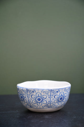 Hand-Painted Stoneware Tile Bowl