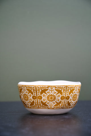 Hand-Painted Stoneware Tile Bowl