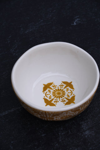 Hand-Painted Stoneware Tile Bowl