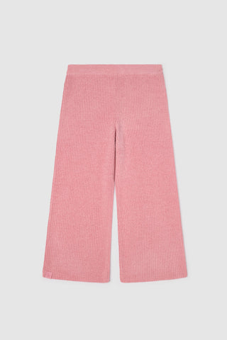 Pink ribbed pants on a light gray background