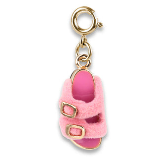Furry Pink Sandal Charm - Gold