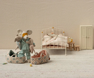 Maileg Baby Mouse Girl in Carry Cot – Heirloom Plush Toy for Imaginative Play